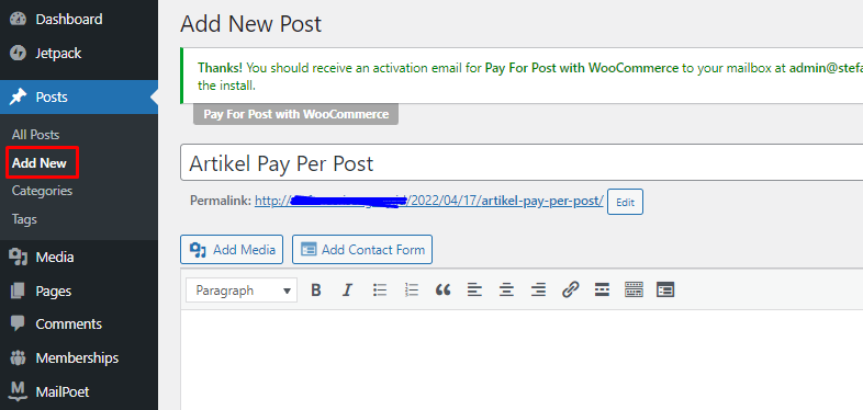 Screenshot 6 : Membuat Pay Per Post di WordPress dengan WooCommerce