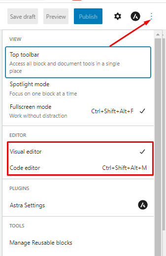 disable enable visual editor