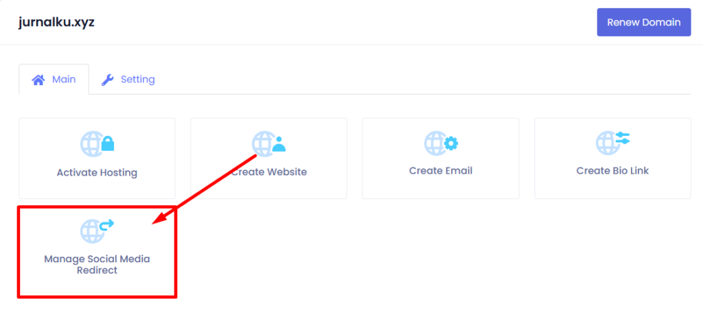 Menu sosal media redirect