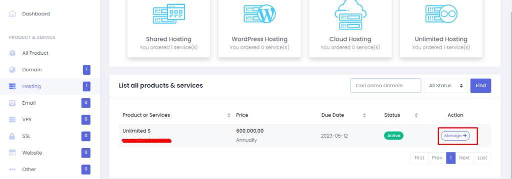 Manage hosting di clientzone rumahweb