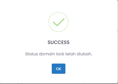 success message lock/unlock domain