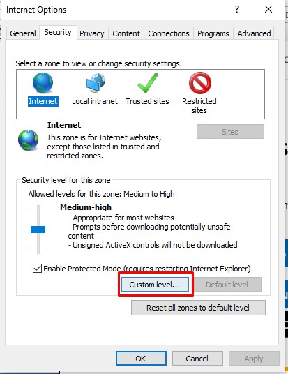 custom level internet explorer - Cara Install Google Chrome di VPS Windows Alibaba Cloud
