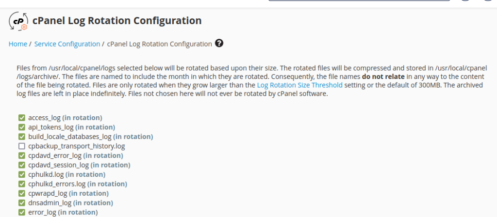cpanel log rotation