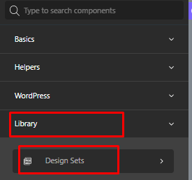 pilih library lalu design sets