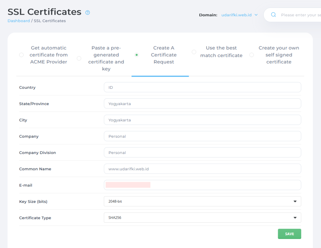 Create a Certificate Request
