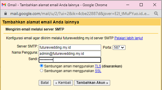 setting smtp di gmail