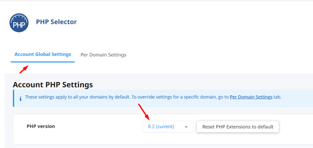 Mengganti Versi PHP di cPanel dengan select php version