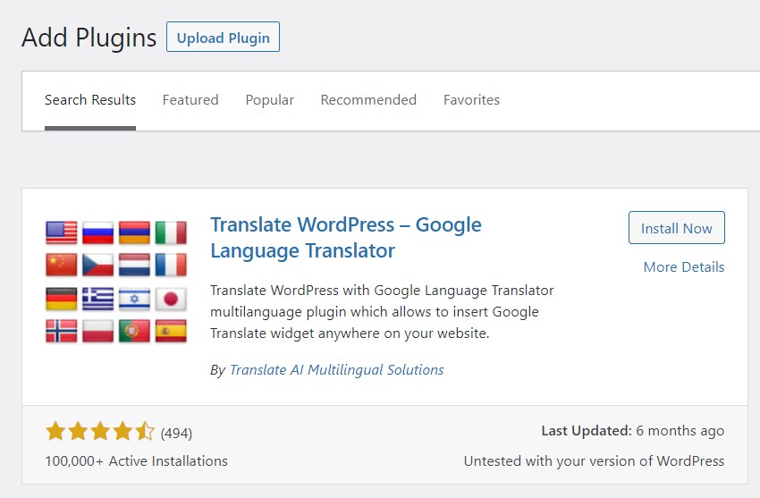 Plugin Google Language Translator