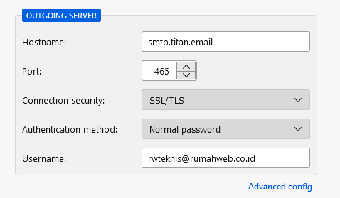 Setting SMTP Titan Mail Thunderbird