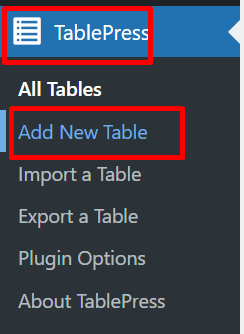 add new table - Cara Membuat Tabel Responsive di WordPress dengan Plugins TablePress