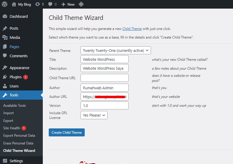 child theme WordPress Rumahweb | Rumahweb Journal