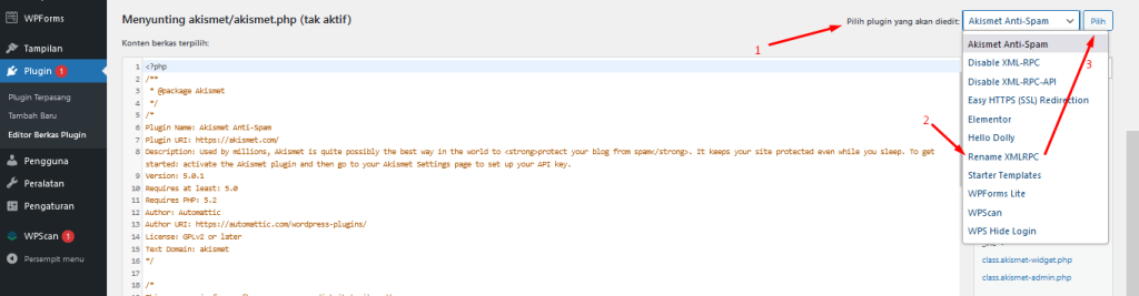 mencari plugin Rename XMLRPC
