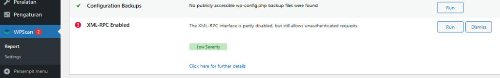 XML-RPC status Enable atau Aktif