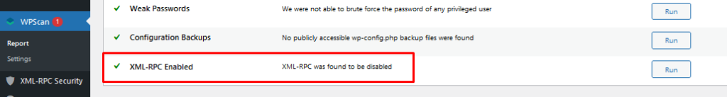 XML-RPC status Disable