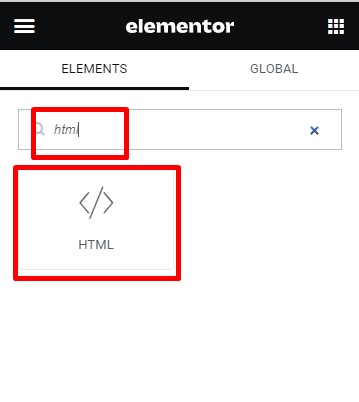 add code html widget elementor