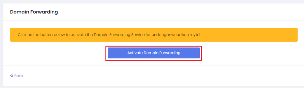 Tombol Activate Domain Forwarding
