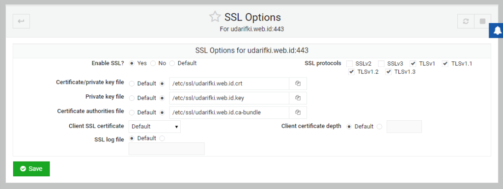 ssl options webmin