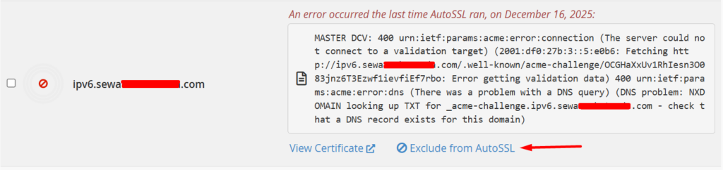 Fitur Exclude From AutoSSL