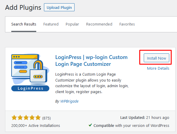 install plugin loginpress