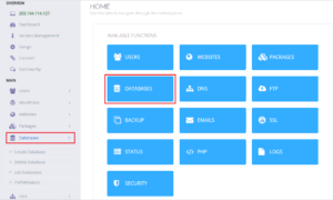 Menu Database CyberPanel