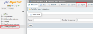Tampilan phpMyAdmin