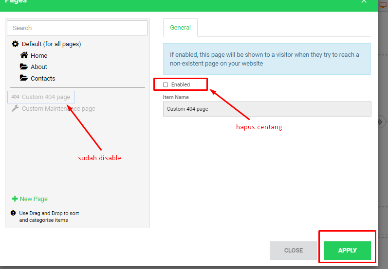 disable custom 404 page