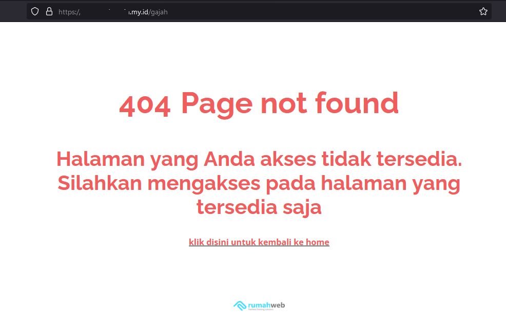 tampilan akses custom 404 page
