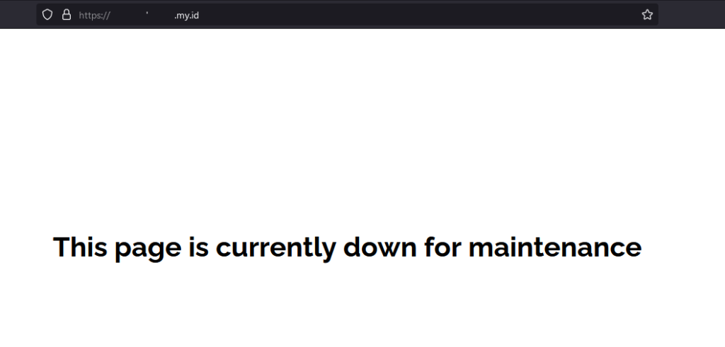 tampilan akses custom maintenance page