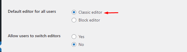 setting Classic Editor