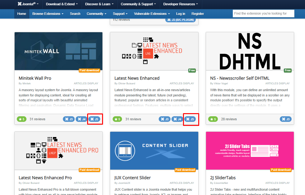 Cek kompatibilitas extension