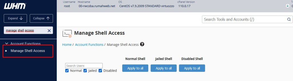 Manage Shell Access
