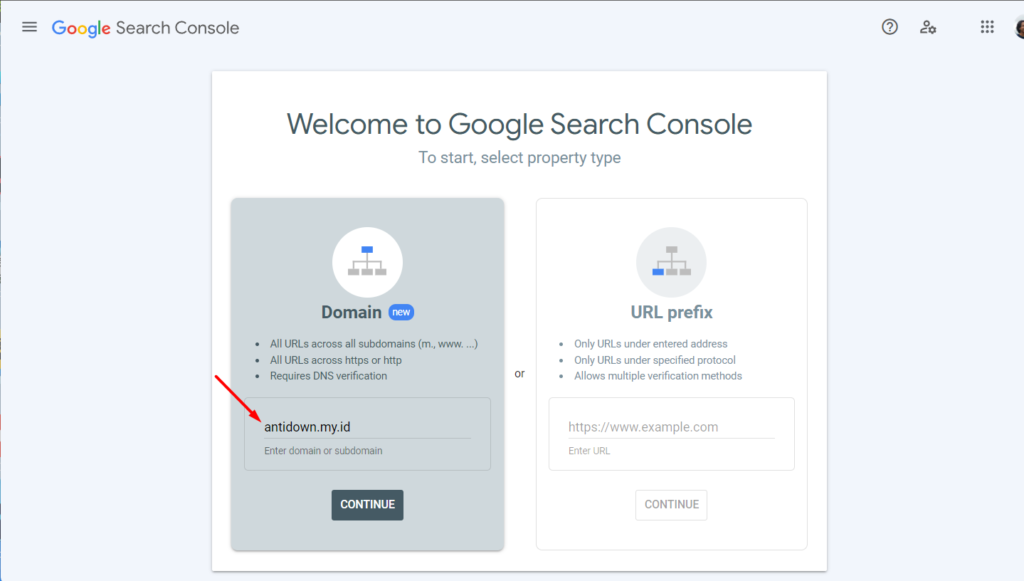 Mendaftarkan domain ke Google Search Console