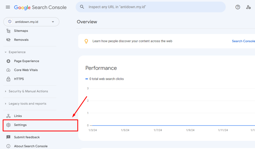 Setting property Google Search Console