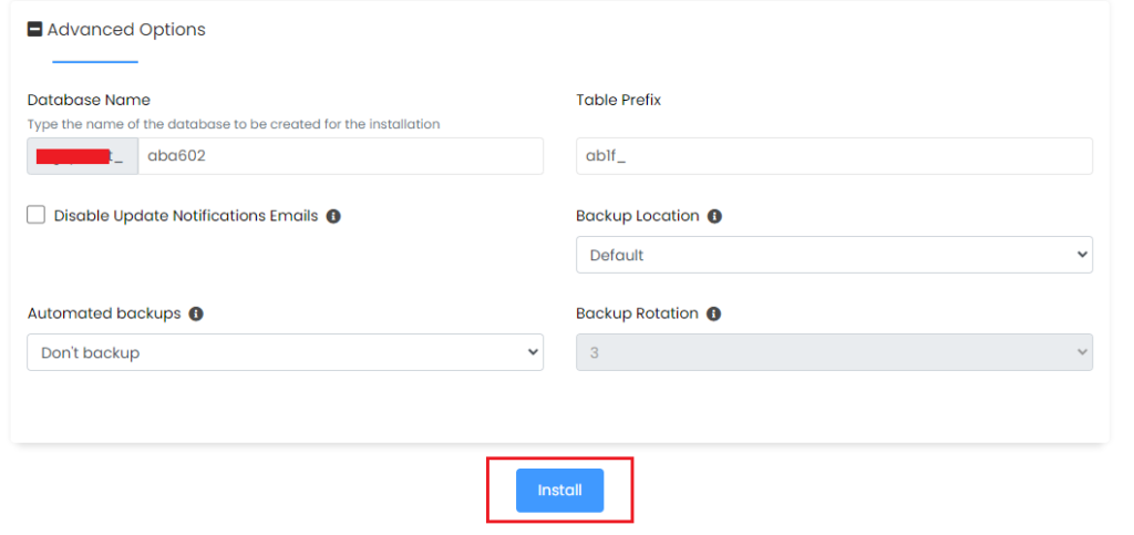 Advanced Options Installasi