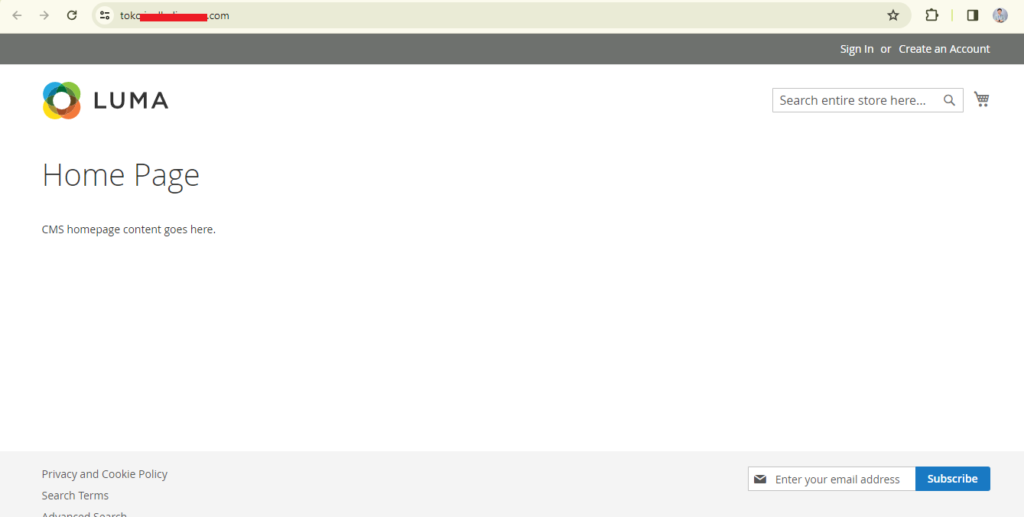 Halaman Web Utama Magento