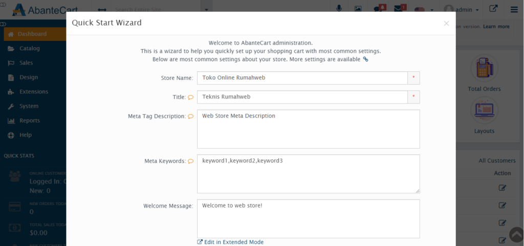 Setup Toko di AbanteCart
