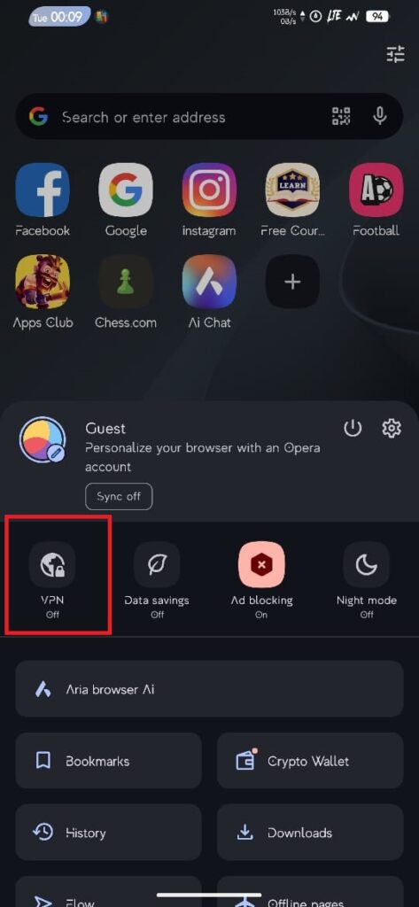 mengaktifkan vpn opera android