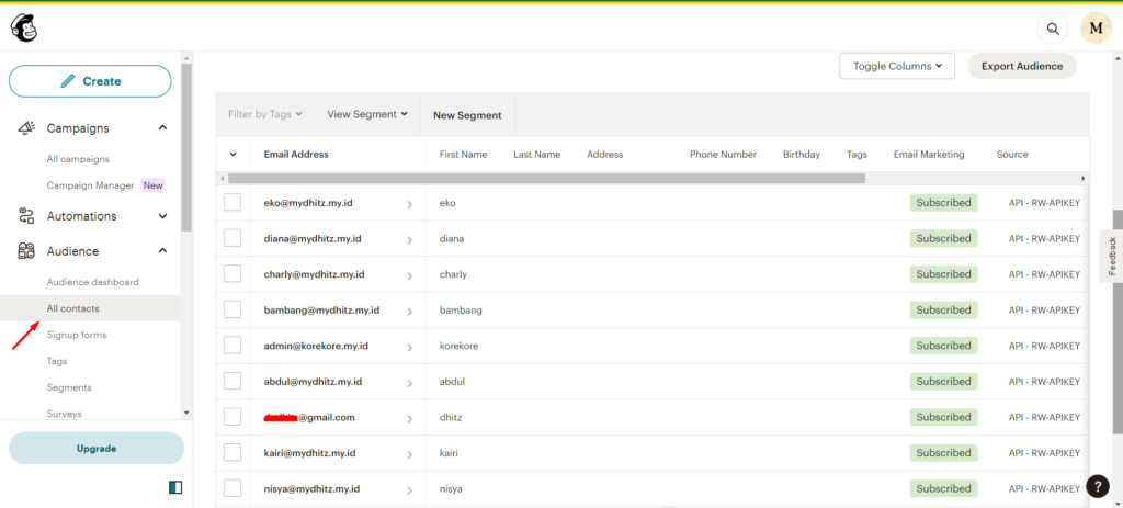 All Contact Mailchimp