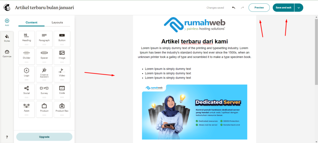 Desain template email