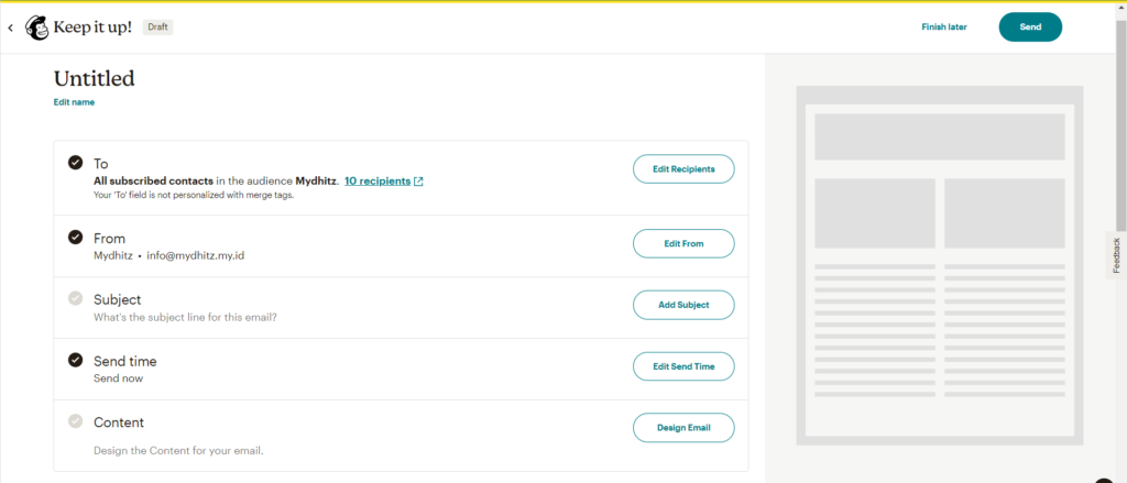 Setting pengiriman email