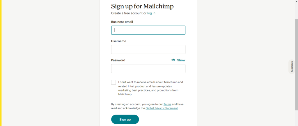 Sign Up Mailchimp