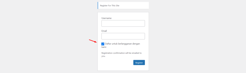 Registration form