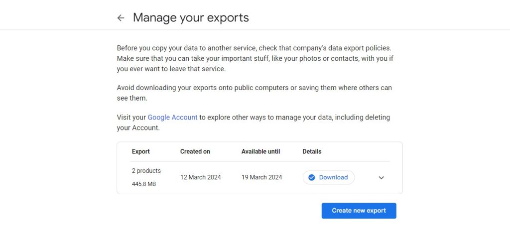 Google Taketour Download atau export backup Gmail