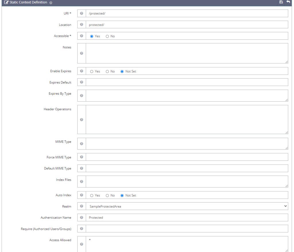 Apabila pembuatan user dan password HTTP Auth telah selesai, silahkan ke tab Context untuk mengaktifkan kredensial tersebut.