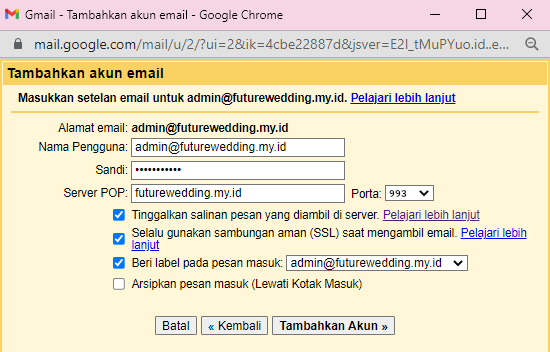 menambahkan akun email di gmail