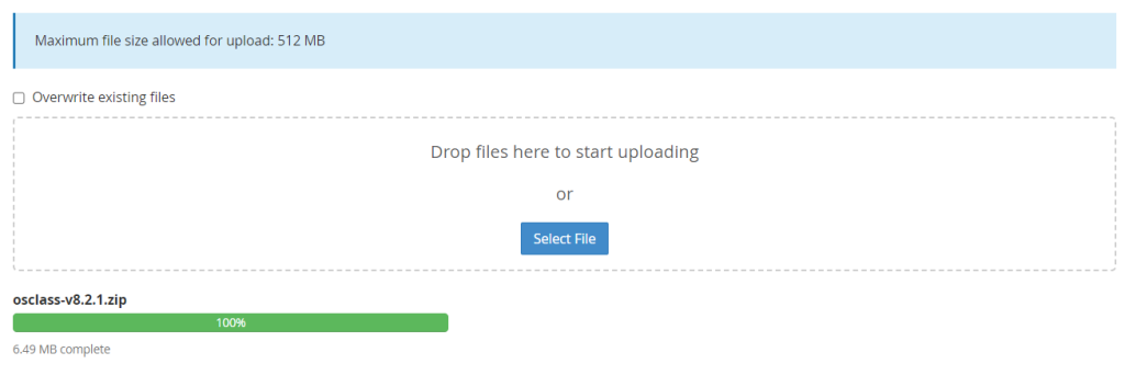upload zip osclass selesai