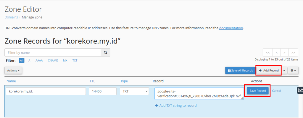 Form Record DNS Zone Editor Cpanel Rumahweb