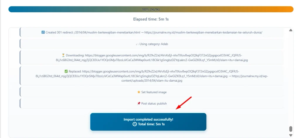 migrasi blogger ke WordPress telah selesai