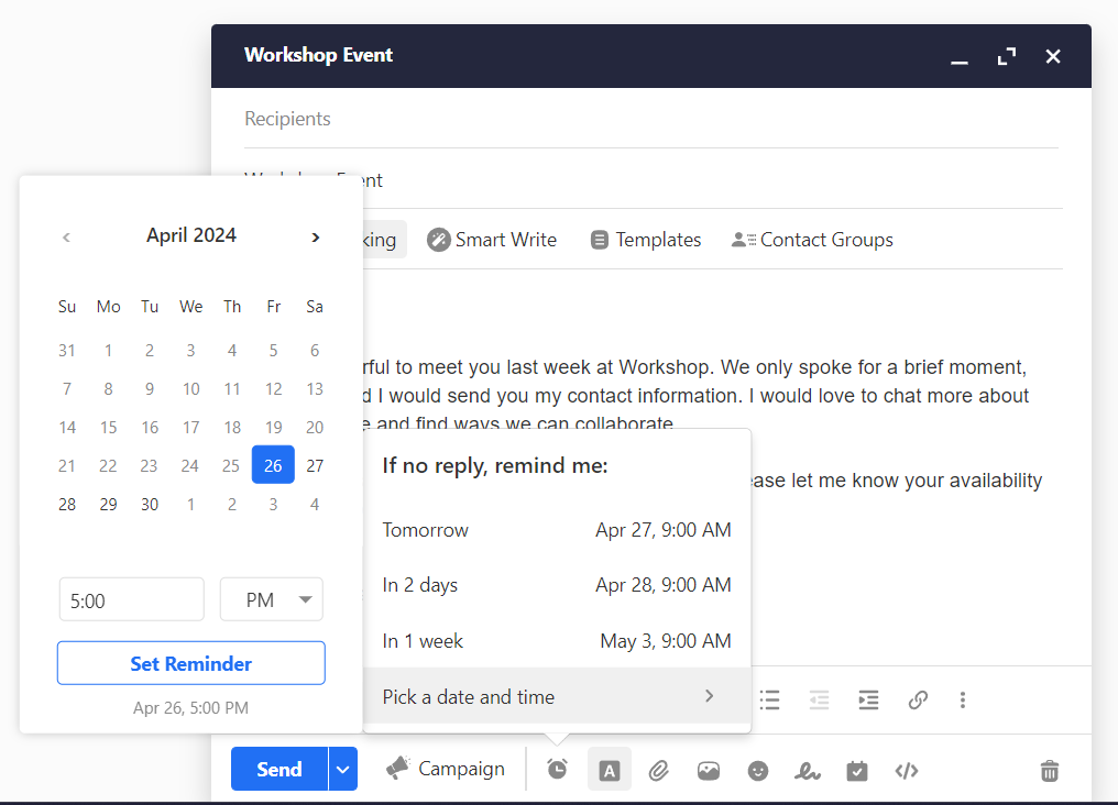 memilih waktu follow up reminders titan