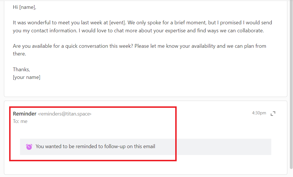 notifikasi email follow up reminders titan